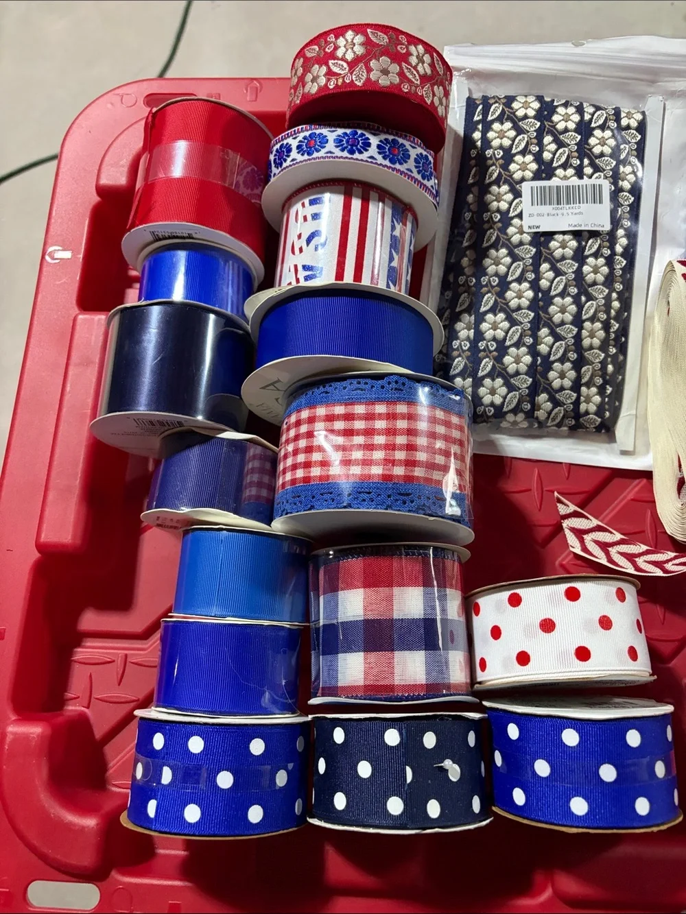 Red White and Blue Decorative Ribbon Bundle